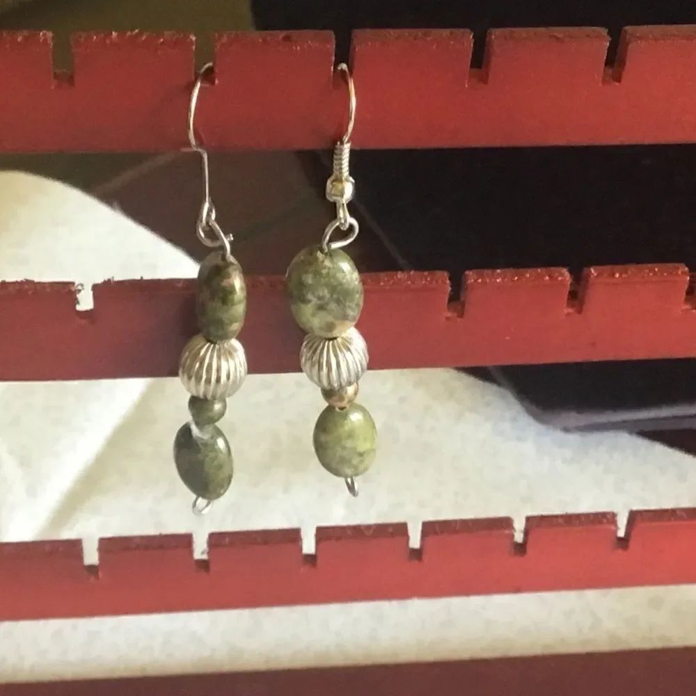 Natural Unakite Earrings NWOT